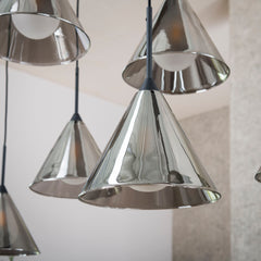 Hanglamp met 9 lampen tapse kap glas - 130x32x150 cm - Smoke Grey - Glas