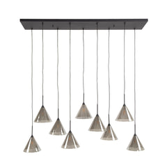 Hanglamp met 9 lampen tapse kap glas - 130x32x150 cm - Smoke Grey - Glas