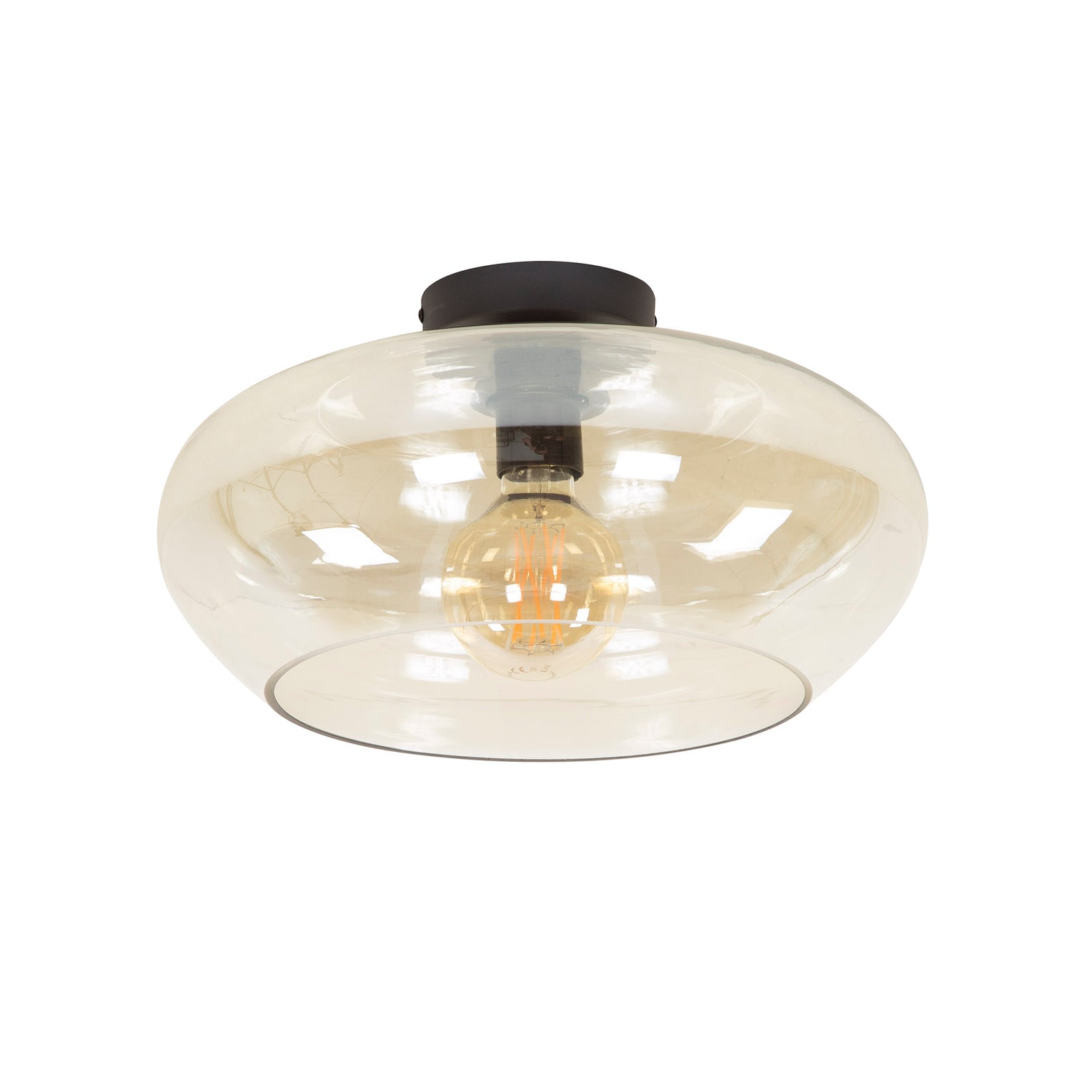 Plafondlamp Elevate met 1 lamp Amber glas - 40x40x22 cm - Amber - Glas