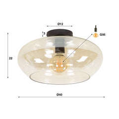 Plafondlamp Elevate met 1 lamp Amber glas - 40x40x22 cm - Amber - Glas