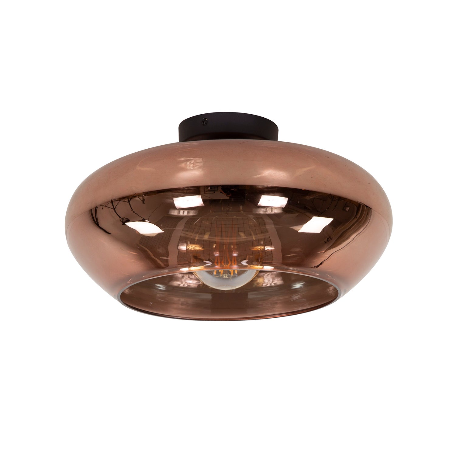 Plafondlamp met 1 lamp Elevate - 40x40x22 cm - Koper - Glas