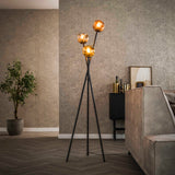 Vloerlamp met 3 lampen molecule mix glass - 45x45x169 cm - Artic Zwart - Glas