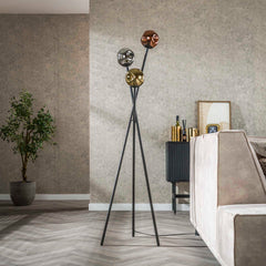 Vloerlamp met 3 lampen molecule mix glass - 45x45x169 cm - Artic Zwart - Glas