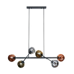 Hanglamp met 6 Lampen Molecule Mix Glass - 110x40x150 cm - Artic Zwart - Glas