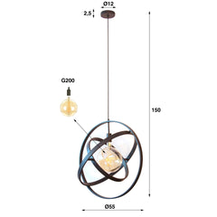 Hanglamp met 1 lamp Galaxy - 55x55x150 cm - Artic Zwart