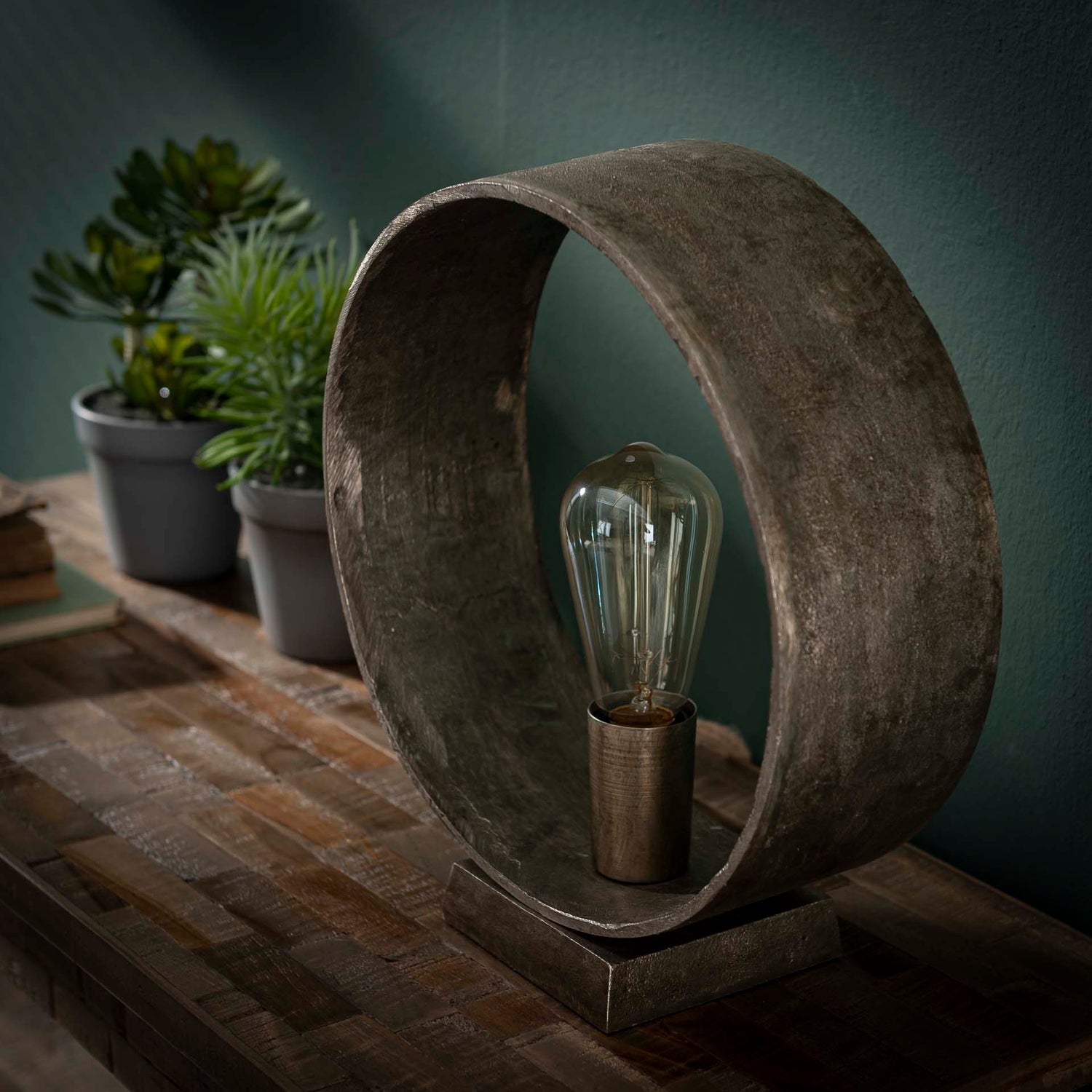 Tafellamp Loop - 30x11x32 cm - Antiek Nikkel