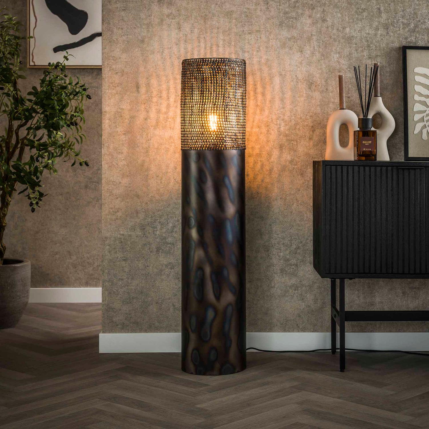 Vloerlamp Ø25 Cilinder - 25x25x120 cm - Zwart Bruin