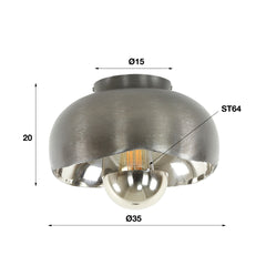 Plafondlamp Ø35 Mirror - 35x35x20 cm - Zwart Nikkel
