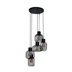 Hanglamp met 5 Lampen Getrapt Mix Metal - 47x47x180 cm - Charcoal - Metal