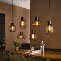 Hanglamp met 6 Lampen Mix Metal - 145x28x150 cm - Charcoal