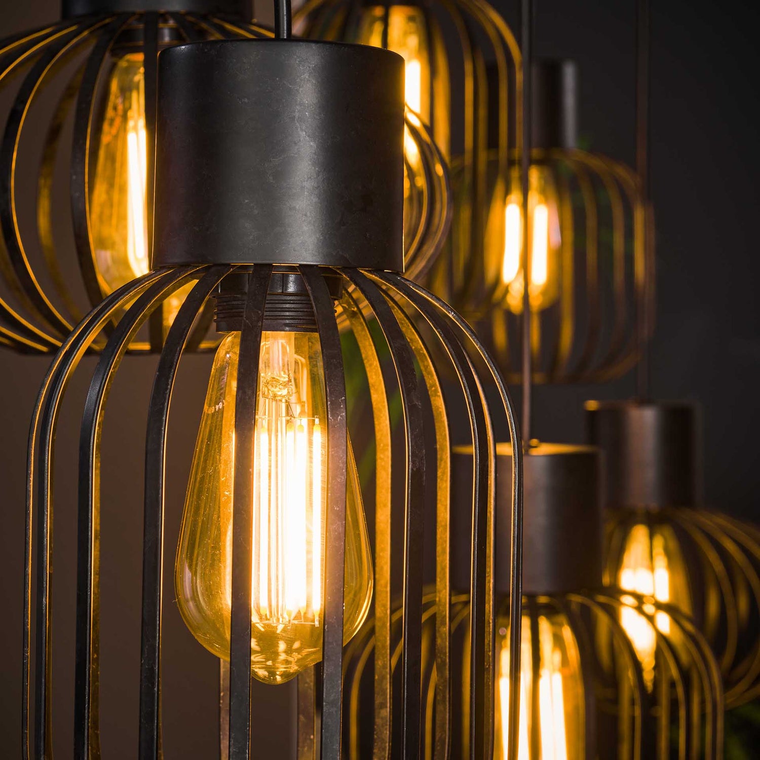Hanglamp met 6 Lampen Mix Metal - 145x28x150 cm - Charcoal