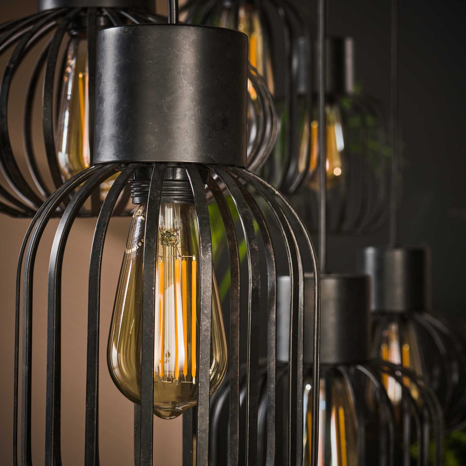 Hanglamp met 6 Lampen Mix Metal - 145x28x150 cm - Charcoal