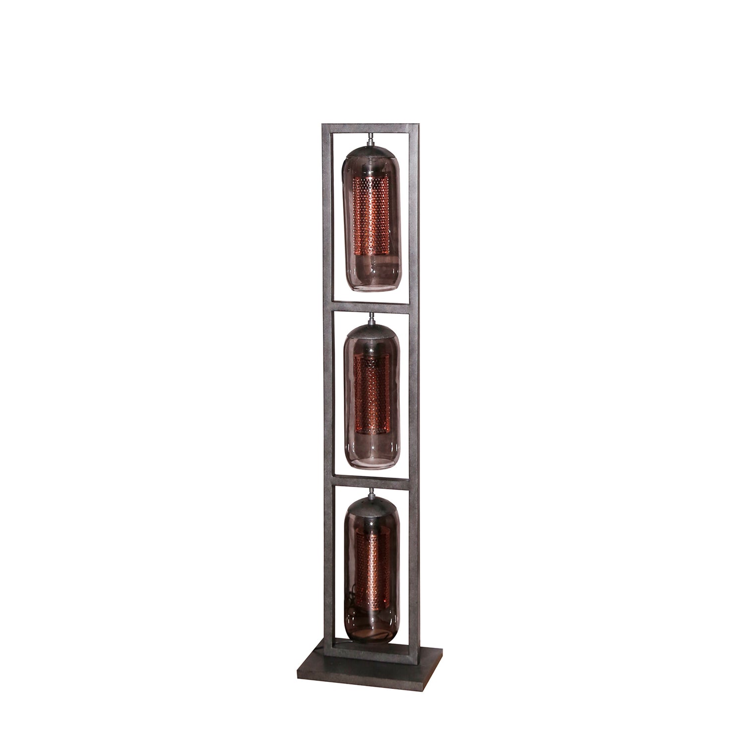 Vloerlamp met 3 Lampen Tower Smoke - 32x23x158 cm - Artic Zwart - Staal