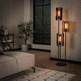 Vloerlamp met 3 lampen Mesh Rotate - 42x42x170 cm - Artic Zwart