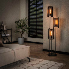 Vloerlamp met 3 lampen Mesh Rotate - 42x42x170 cm - Artic Zwart