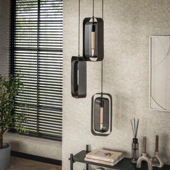 Hanglamp met 3 lampen Mesh Rotate - 35x35x150 cm - Artic Zwart