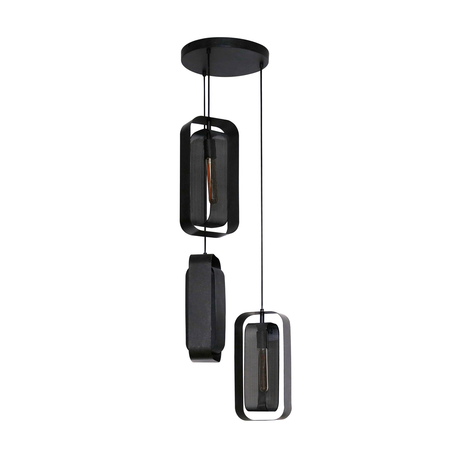 Hanglamp met 3 lampen Mesh Rotate - 35x35x150 cm - Artic Zwart