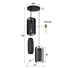 Hanglamp met 3 lampen Mesh Rotate - 35x35x150 cm - Artic Zwart