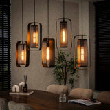 Hanglamp met 5 Lampen mesh rotate - 145x20x150 cm - Artic Zwart