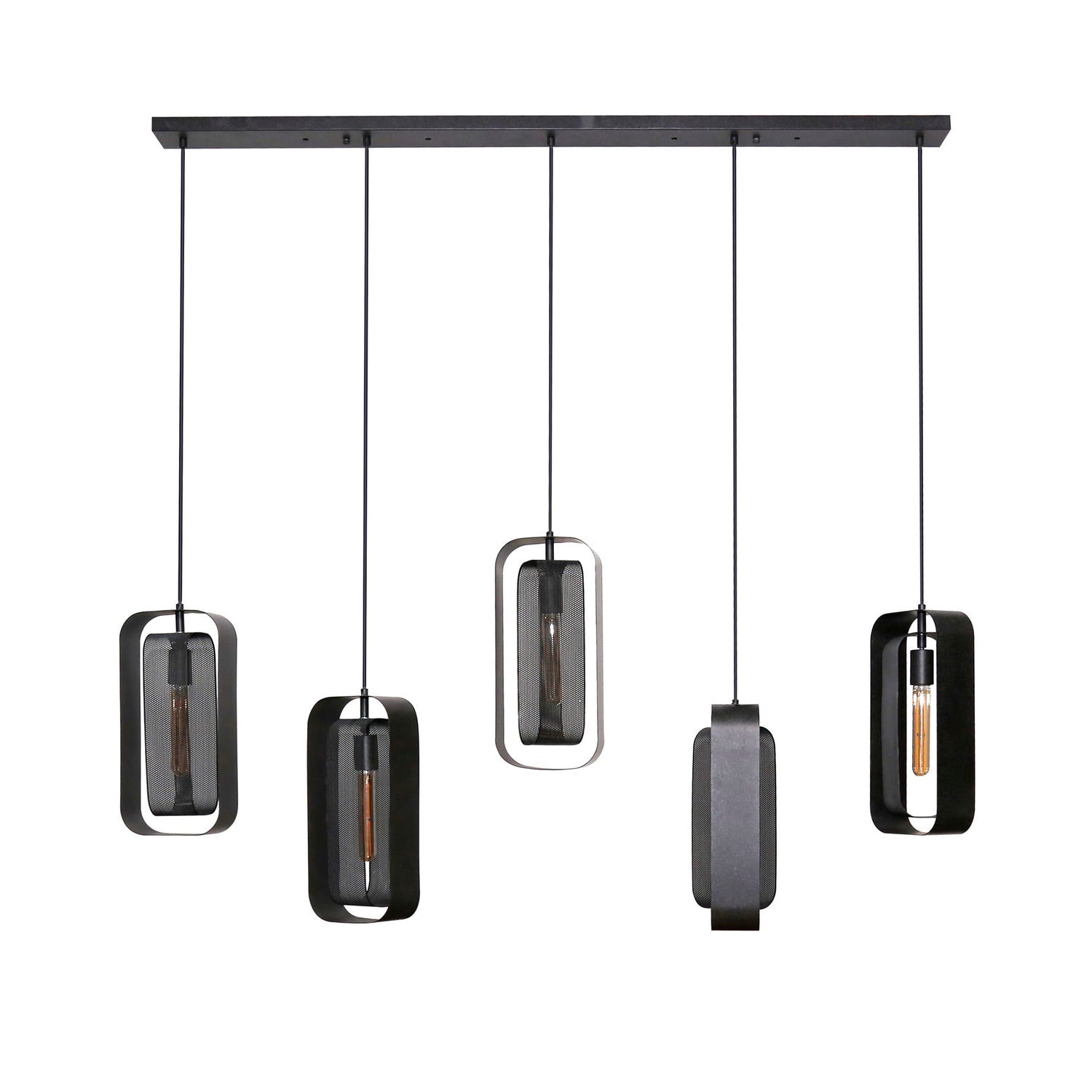 Hanglamp met 5 Lampen mesh rotate - 145x20x150 cm - Artic Zwart