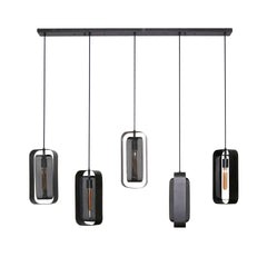 Hanglamp met 5 Lampen mesh rotate - 145x20x150 cm - Artic Zwart