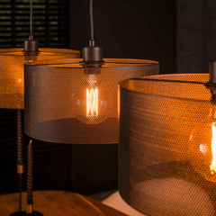 Hanglamp met 3 Lampen Mesh Round - 120x30x150 cm - Artic Zwart