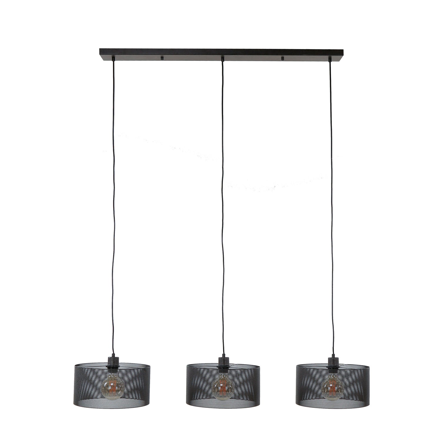 Hanglamp met 3 Lampen Mesh Round - 120x30x150 cm - Artic Zwart