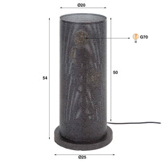 Tafellamp met 3 lampen koker mesh - 25x25x54 cm - Artic - Zwart