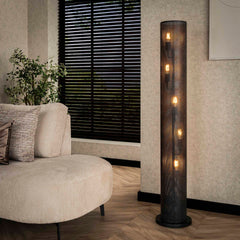 Vloerlamp met 5 lampen koker mesh - 28x28x149 cm - Artic Zwart