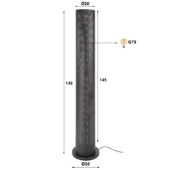 Vloerlamp met 5 lampen koker mesh - 28x28x149 cm - Artic Zwart