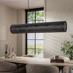 Hanglamp met 5 lampen koker mesh - 120x20x150 cm - Artic Zwart - Mesh