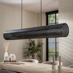 Hanglamp met 7 Lampen Koker XL Mesh - 145x20x150 cm - Artic Zwart