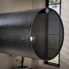 Hanglamp met 7 Lampen Koker XL Mesh - 145x20x150 cm - Artic Zwart
