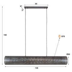 Hanglamp met 7 Lampen Koker XL Mesh - 145x20x150 cm - Artic Zwart