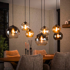 Hanglamp met 7 Lampen Multi Globe XL - 145x45x150 cm - Artic Zwart