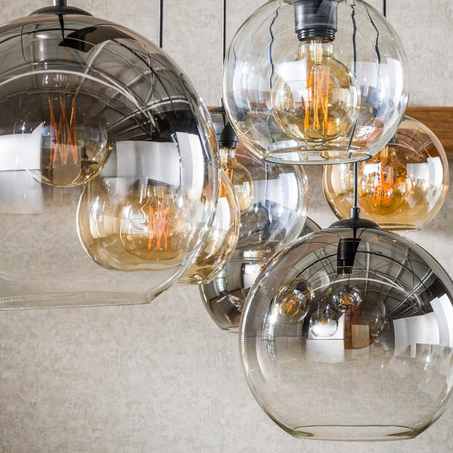 Hanglamp met 7 Lampen Multi Globe XL - 145x45x150 cm - Artic Zwart