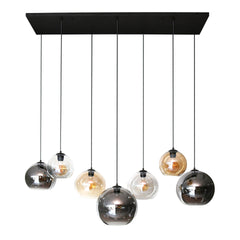 Hanglamp met 7 Lampen Multi Globe XL - 145x45x150 cm - Artic Zwart
