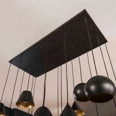 Hanglamp met 18 lampen XXL metalen kap - 145x60x150 cm - Artic Zwart - Metaal