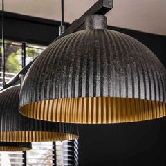 Hanglamp met 3 Lampen halfronde kap-ribbel - 120x30x150 cm - Artic Zwart