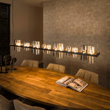Hanglamp met 14 Lampen Cylinder Mixed Glass (G9) - 190x20x150 cm - Artic Zwart - Glas