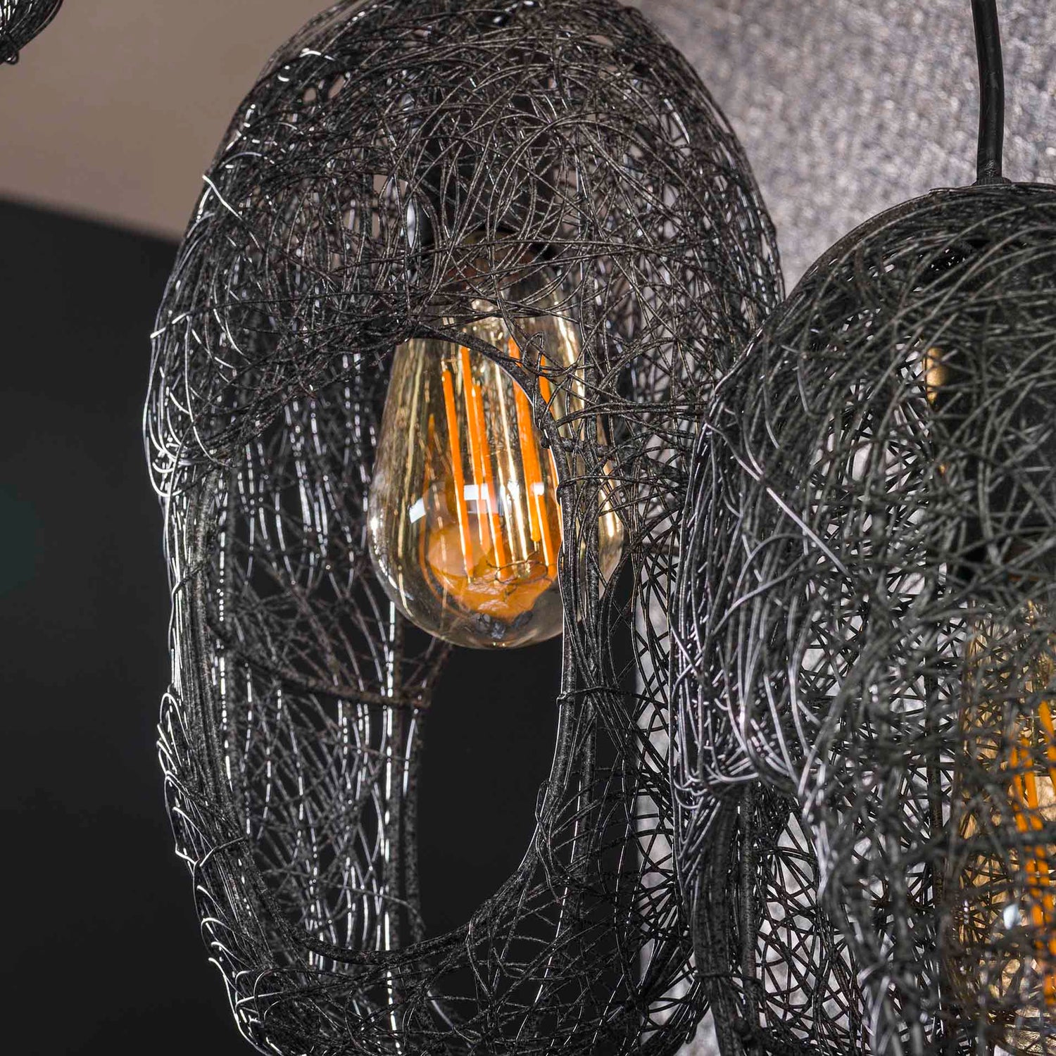 Hanglamp met 5 lampen open oog wire - 45x45x180 cm - Artic Zwart