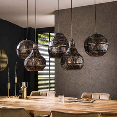 Hanglamp met 5 Lampen strip multi shade - 130x30x150 cm - Zwart Bruin