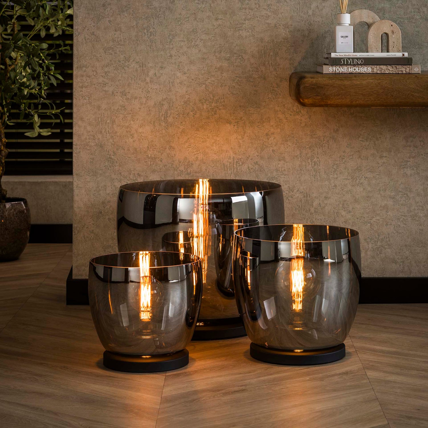 Vloerlamp UP L - 29x29x27 cm - Smoke Grey - Glas