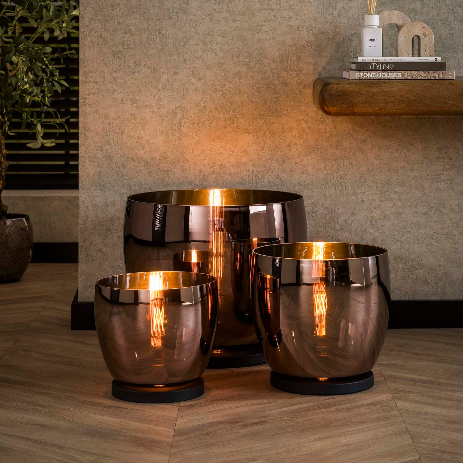 Vloerlamp UP L - 29x29x27 cm - Copper Color - Glas