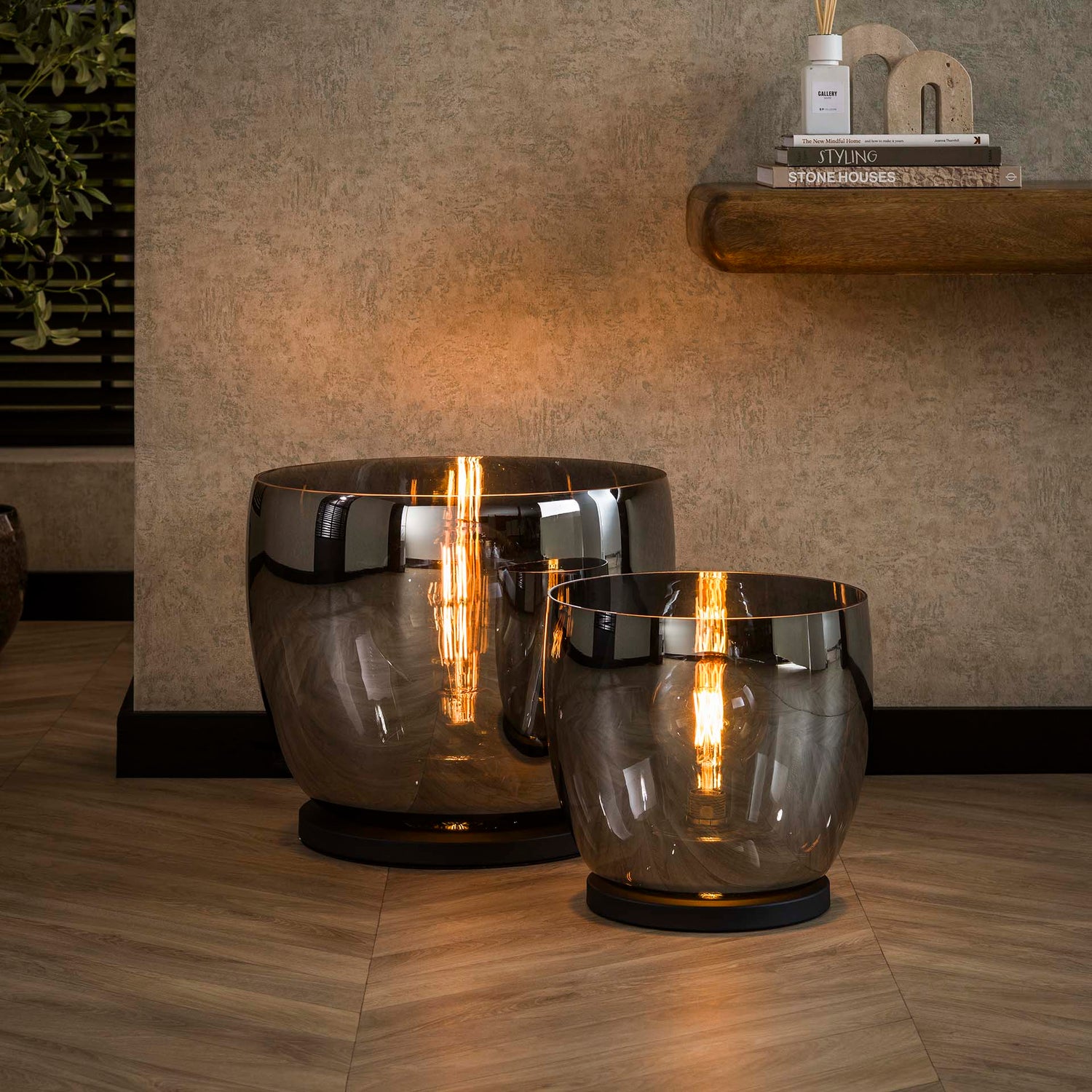 Vloerlamp UP XXL - 48x48x41 cm - Smoke Grey - Glas