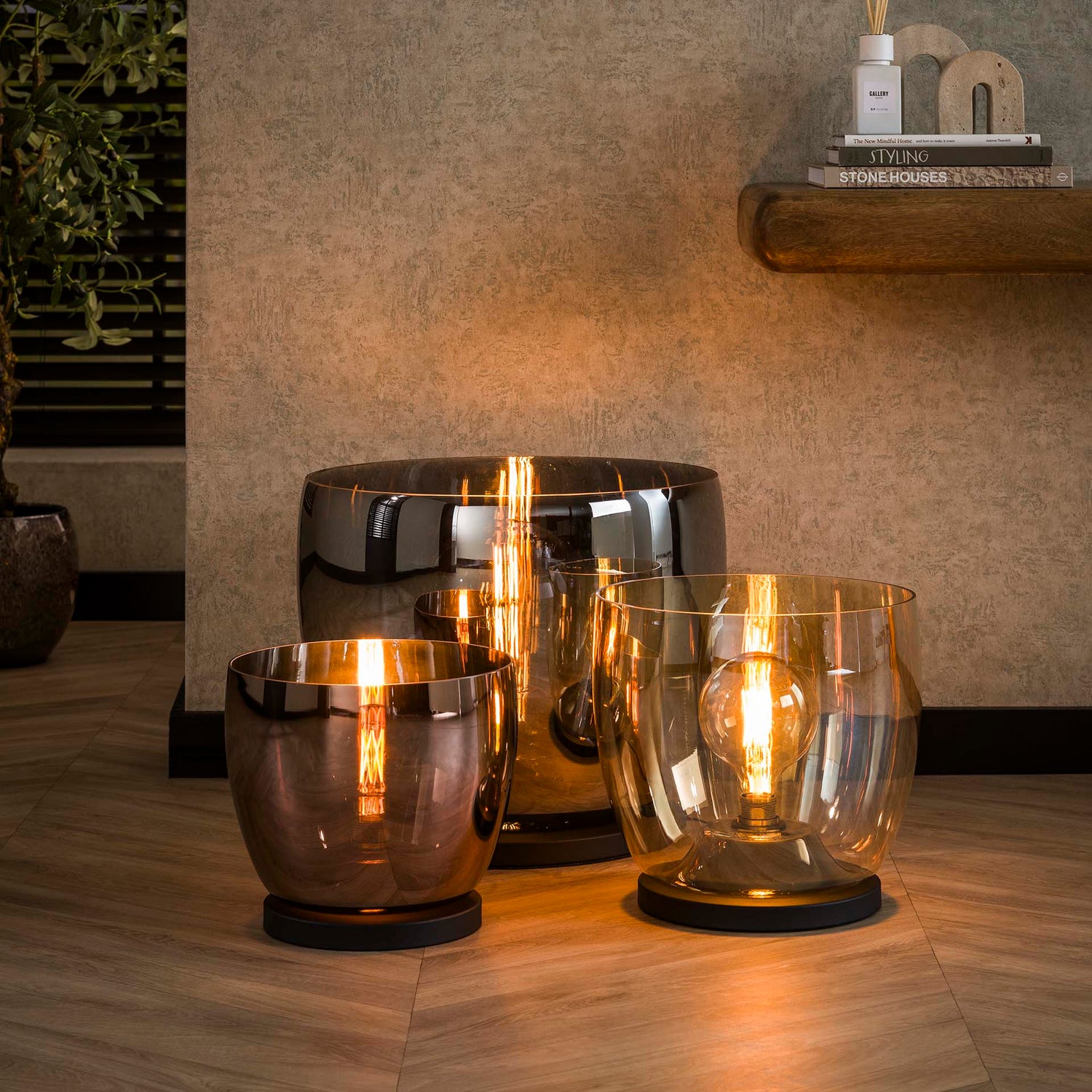 Vloerlamp UP XXL - 48x48x41 cm - Smoke Grey - Glas
