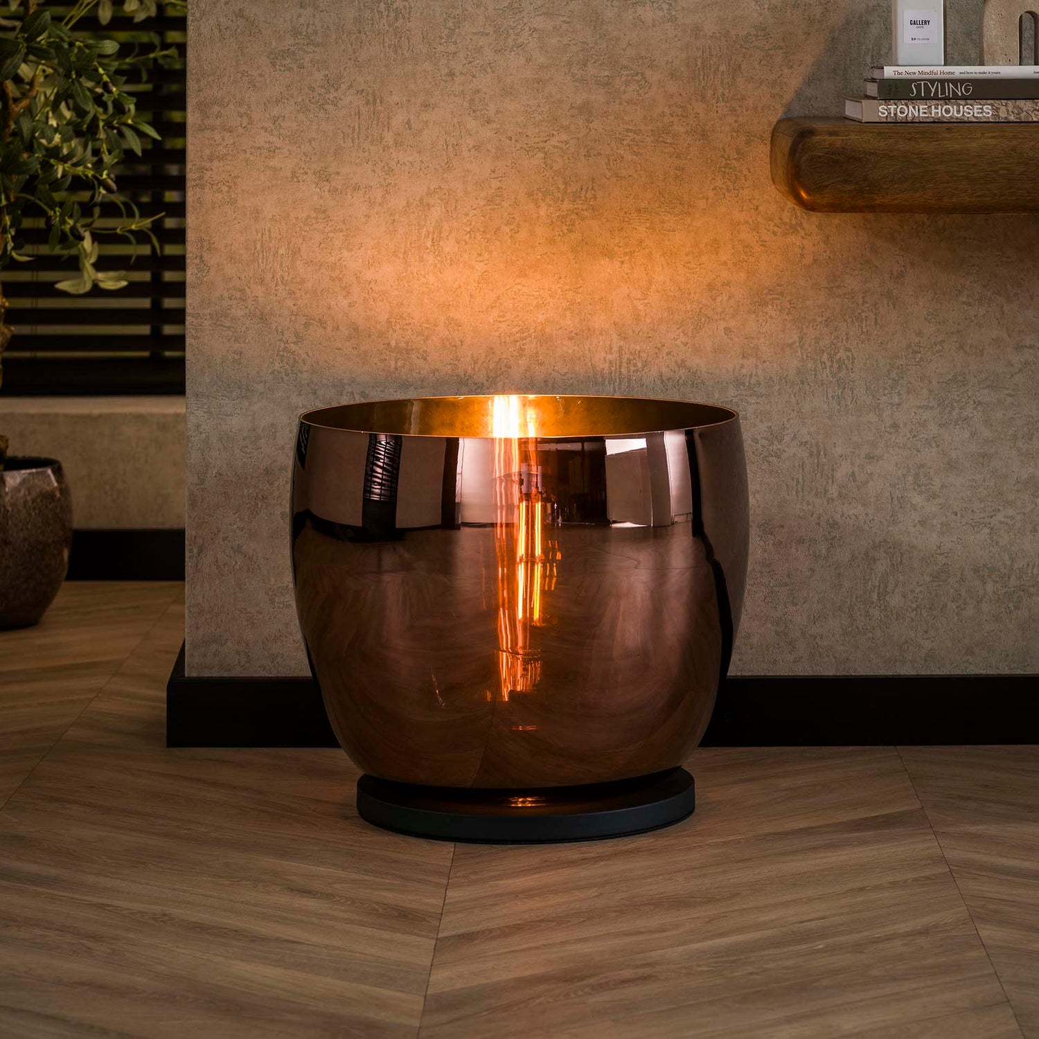 Vloerlamp UP XXL - 48x48x41 cm - Copper Color - Glas