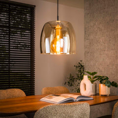 Hanglamp met 1 lamp drift glass - 35x35x150 cm - Amber - Glas
