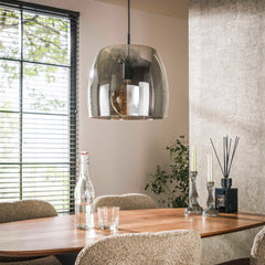 Hanglamp met 1 lamp drift glass - 35x35x150 cm - Smoke Grey - Glas