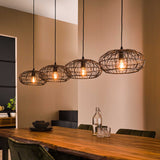 Hanglamp met 4 Lampen Connect XL - 170x34x150 cm - Zwart Bruin